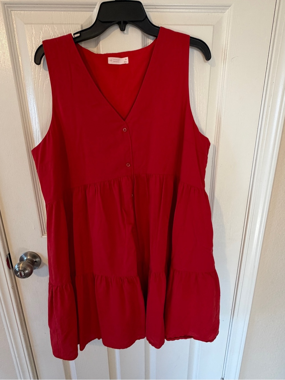 LC Lauren Conrad Red Sleeveless Tiered V-Neck Tunic